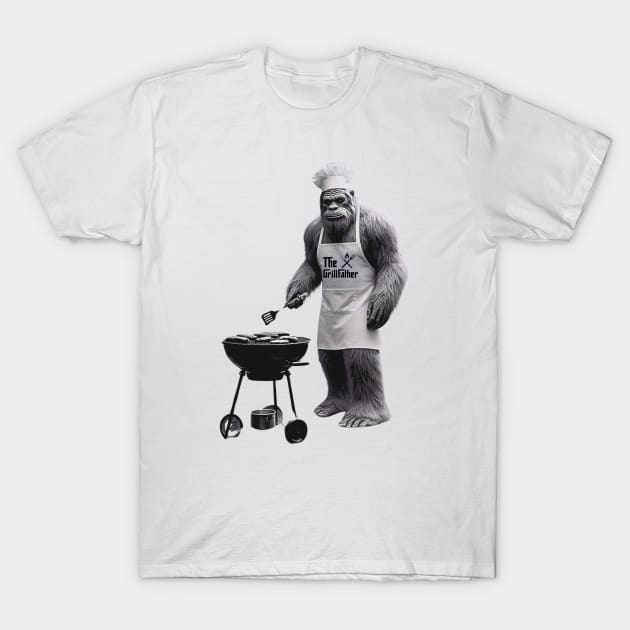 Funny Shirts Dad Shirts Funny Bigfoot Novelty Retro Vintage Graphic Grilling Shirt Fathers Day Shirt Funny BBQ Tshirts Humorous tshirt Cool T-Shirt by HoosierDaddy